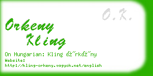 orkeny kling business card